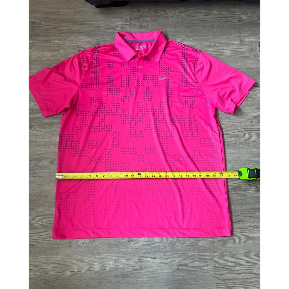 Nike Men's Golf Tour Performance Dri-Fit Polo  Hot Pink Geometric Size XL